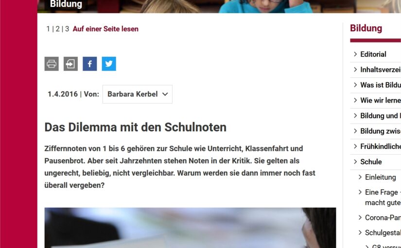 Artikel: Das Dilemma mit den Schulnoten